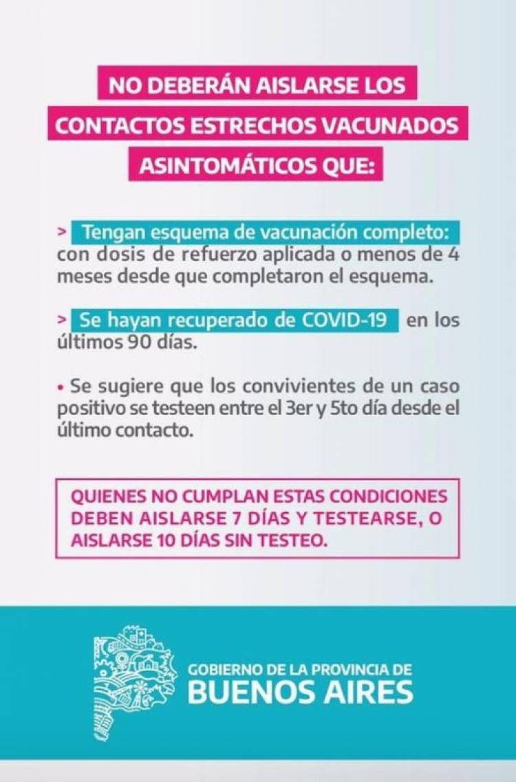 No deberán aislarse los contactos estrechos vacunados asintomáticos