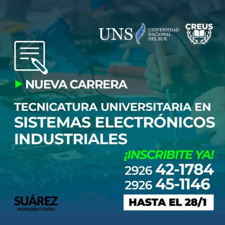 CREUS: Se abrieron las inscripciones para cursar la Tecnicatura Universitaria en Sistemas Electrónicos Industriales Inteligentes