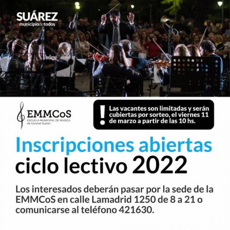 La EMMCOS abre las inscripciones para el ciclo lectivo 2022