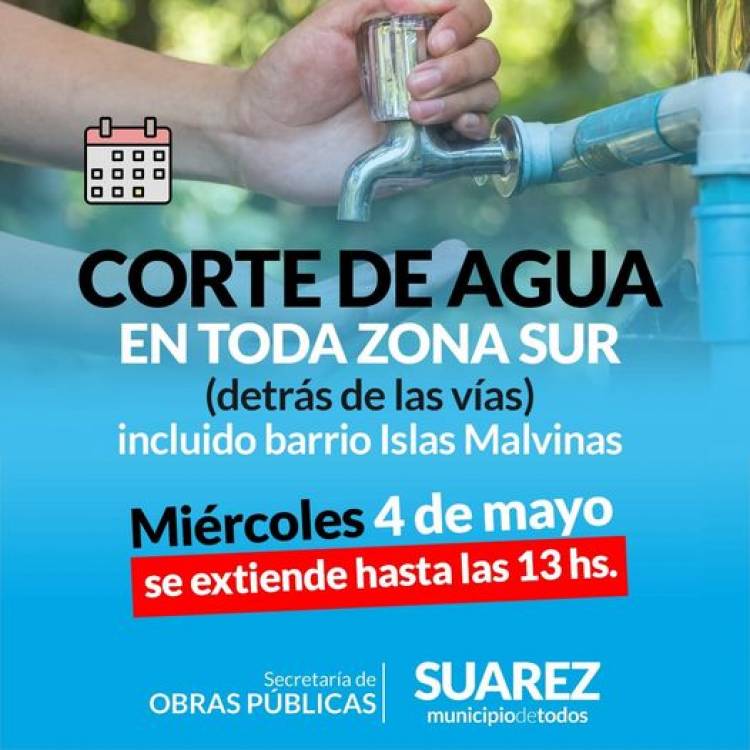 Corte de agua en toda zona sur
