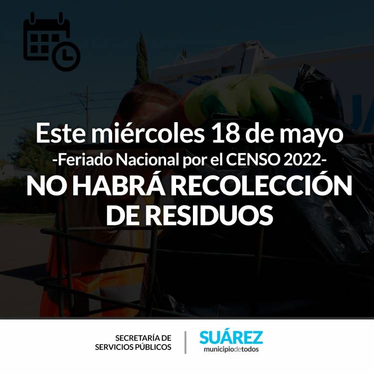 Hoy NO habrá recolección de residuos.