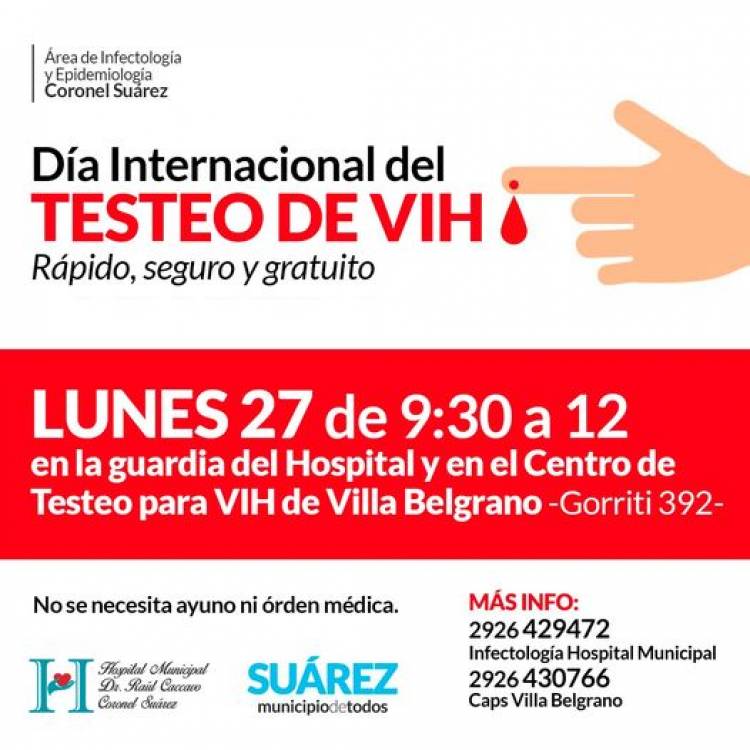 Pruebas gratuitas en el Día Internacional del Testeo de VIH
