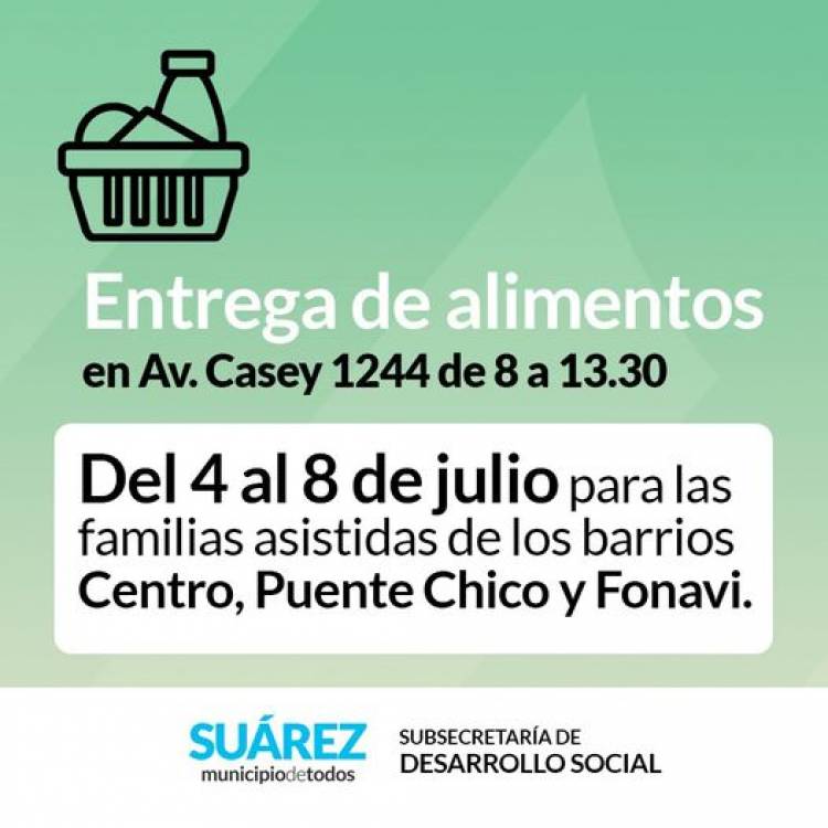 Entrega de alimentos del mes de julio