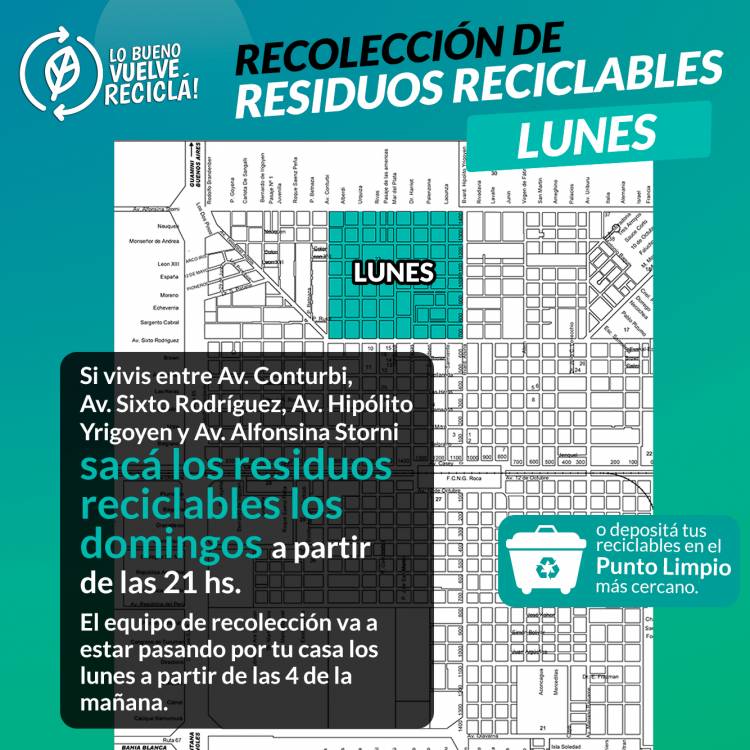 ¿Qué día pasa por tu barrio la recolección diferenciada de residuos reciclables?