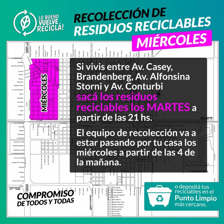 ¿Qué día pasa por tu barrio la recolección diferenciada de residuos reciclables?