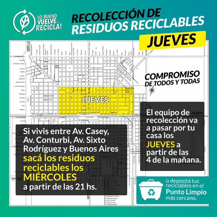 ¿Qué día pasa por tu barrio la recolección diferenciada de residuos reciclables?