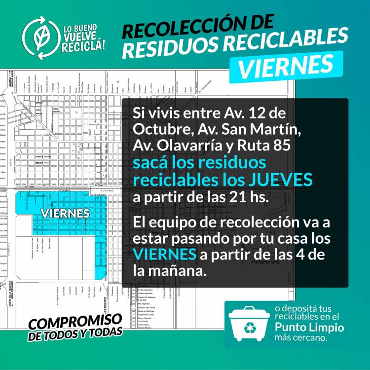 ¿Qué día pasa por tu barrio la recolección diferenciada de residuos reciclables?