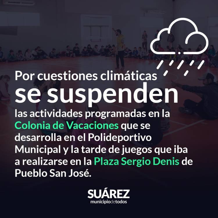 Se suspenden las actividades programadas