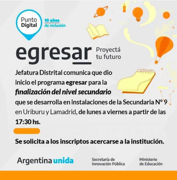 Jefatura Distrital comunica que se dio inicio al programa EGRESAR