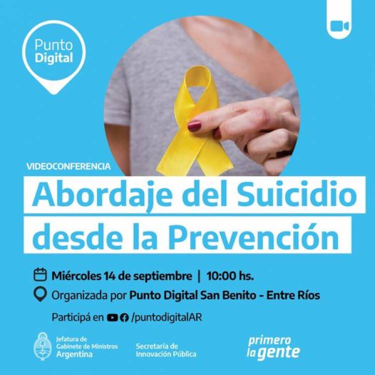 Invitacion a la videoconferencia "Abordaje del Suicidio desde la Prevención"