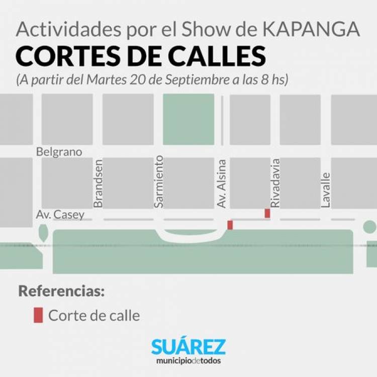 Corte de calles: para el armado del escenario donde tocará KAPANGA