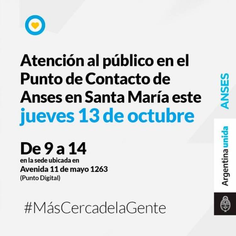 Atención al público en el Punto de Contacto de Anses en Santa María