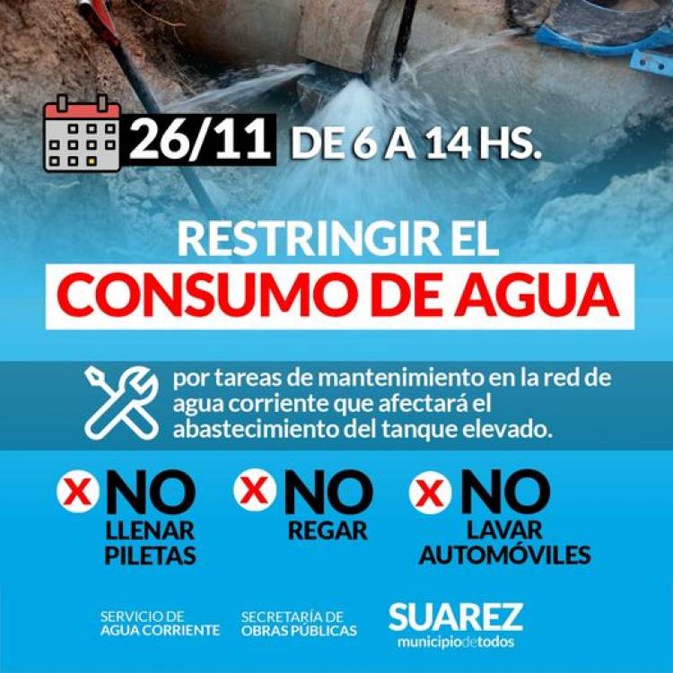 Restricción en el suministro de agua corriente