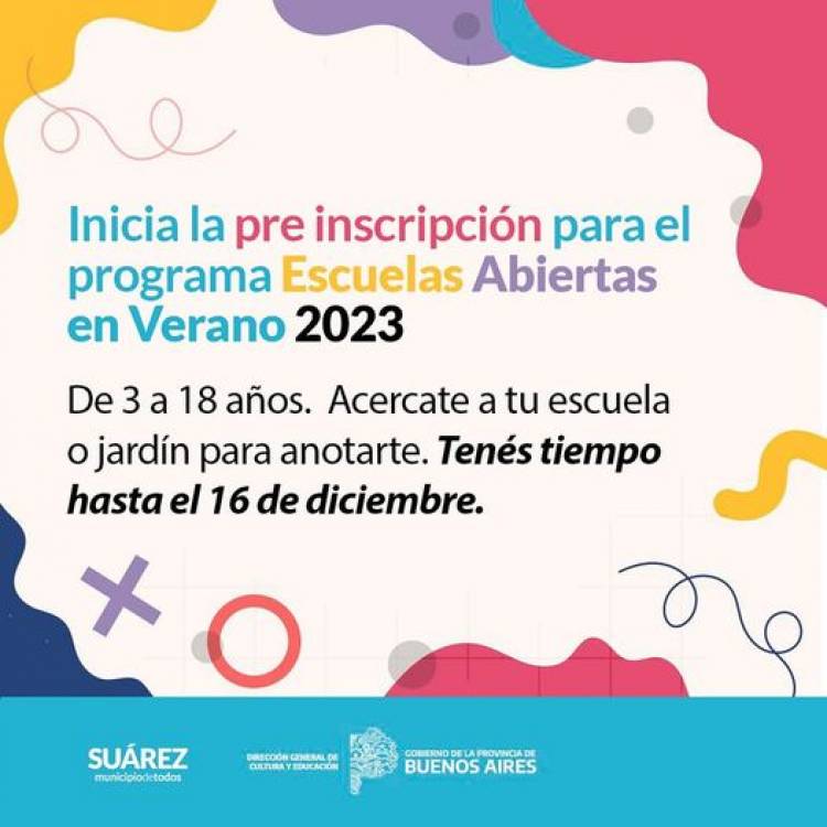 Inicia la pre inscripción para el programa Escuelas Abiertas en Verano 2023