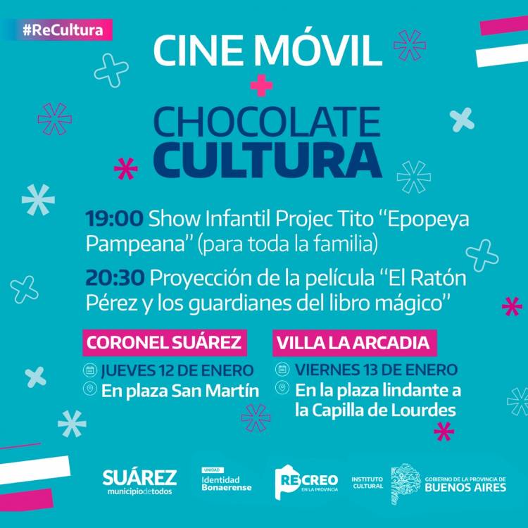 Chocolate Cultura y Cine Móvil en Suárez y Villa La Arcadia