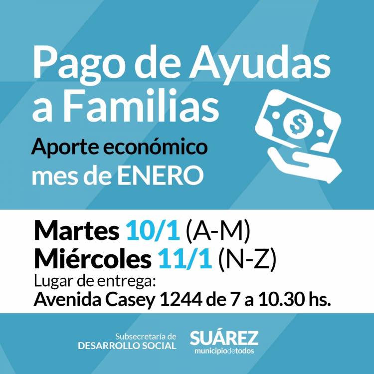 Pago de ayudas a familias del mes de enero