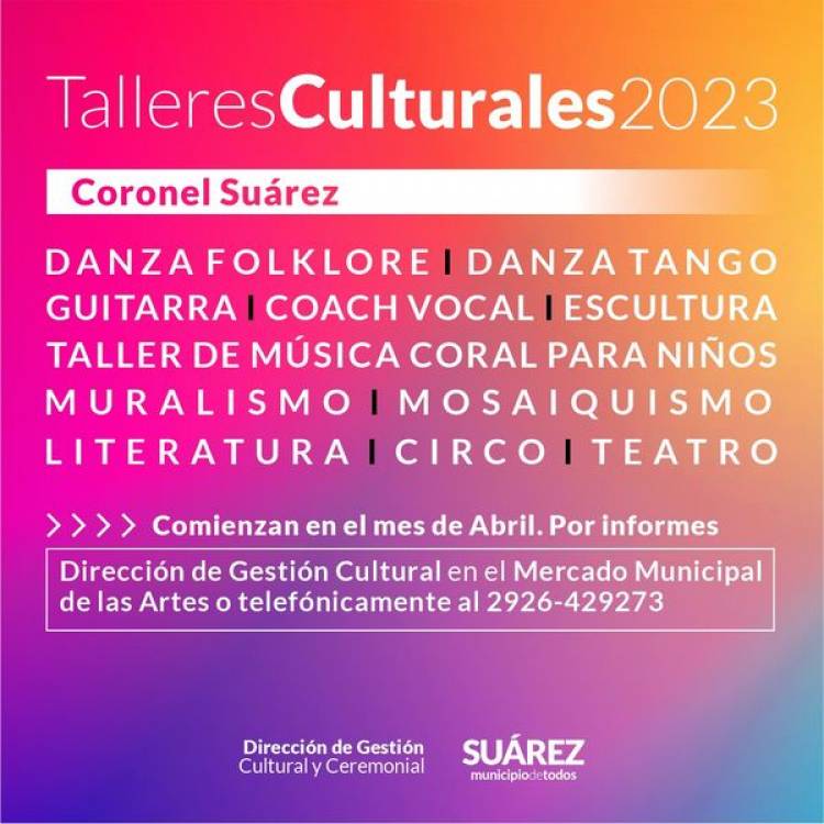 Se abre la inscripción para los talleres en Suárez, Santa Trinidad, San José y Santa María