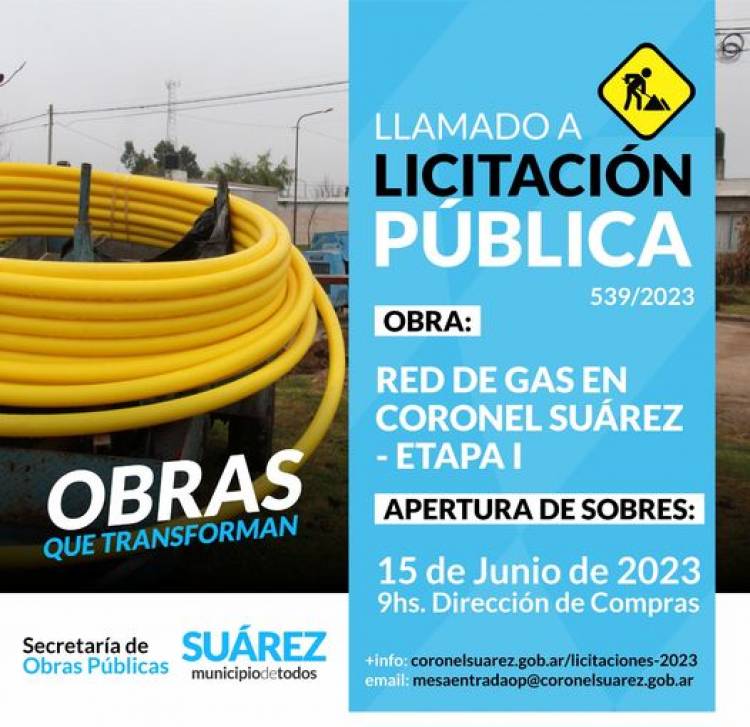 Licitación Privada: Red de Gas en Coronel Suárez – Etapa 1