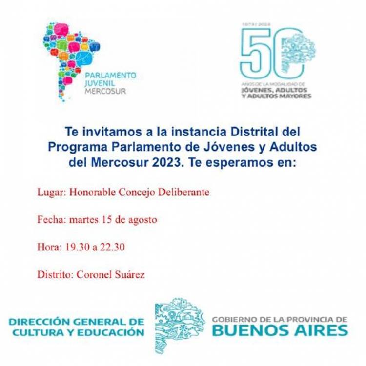 Instancia Distrital del Parlamento de Jóvenes y Adultos del Mercosur