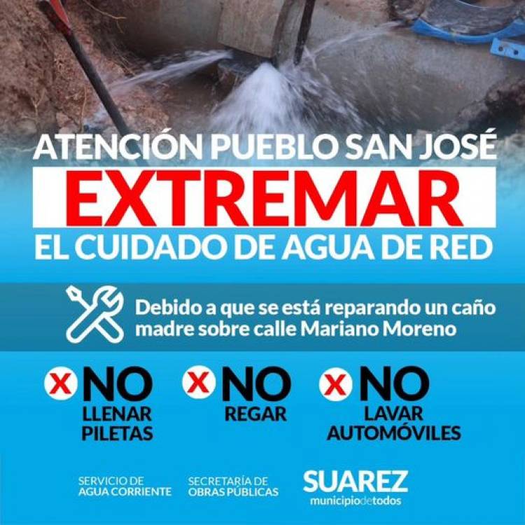 ATENCIÓN PUEBLO SAN JOSE: CORTE DE AGUA