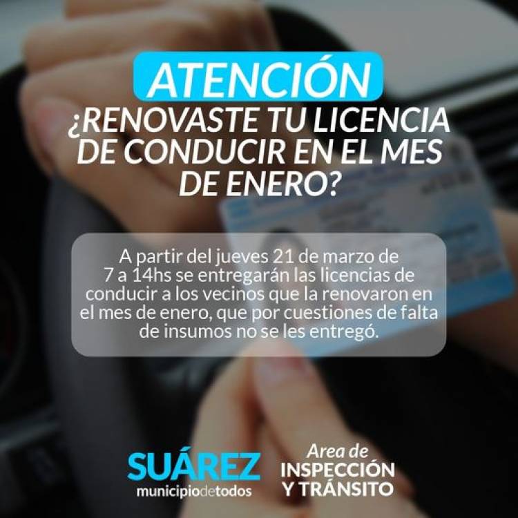 Atención vecinos que renovaron la licencia de conducir en el mes de enero