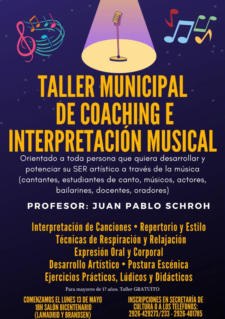 Abiertas las inscripciones para el TALLER DE COACHING E INTERPRETACIÓN MUSICAL