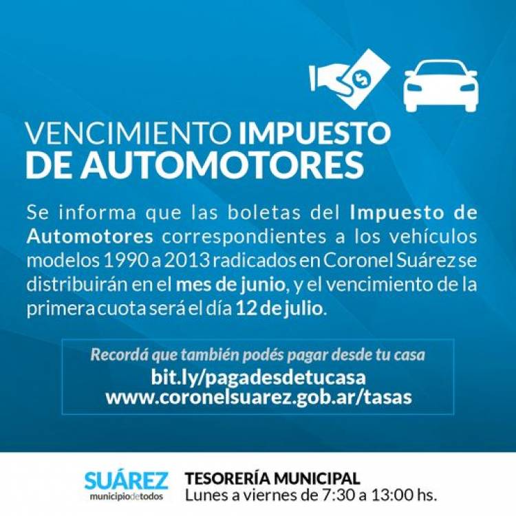 Atención: vencimiento impuesto a los automotores