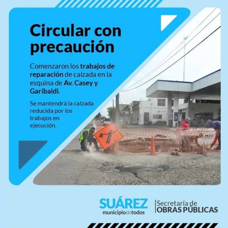 Reparación calzada esquina Garibaldi y avenida Casey