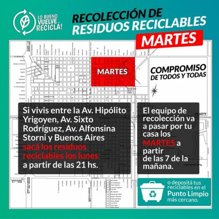 Reciclar es fácil: separá y sacá tu bolsa la noche anterior