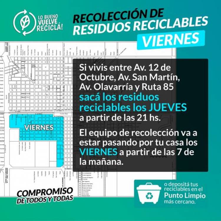Reciclar es fácil: separá y sacá tu bolsa la noche anterior