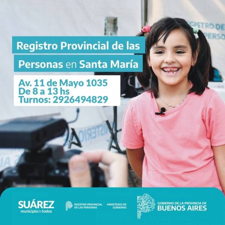 Oficina del Registro Provincial de las Personas en Pueblo Santa María