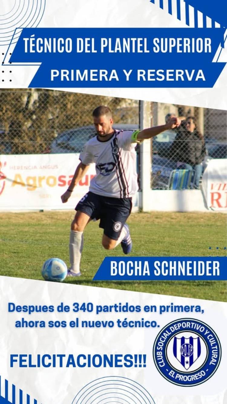Braian "Bochita" Schneider nuevo DT de Club El Progreso de pueblo Santa María