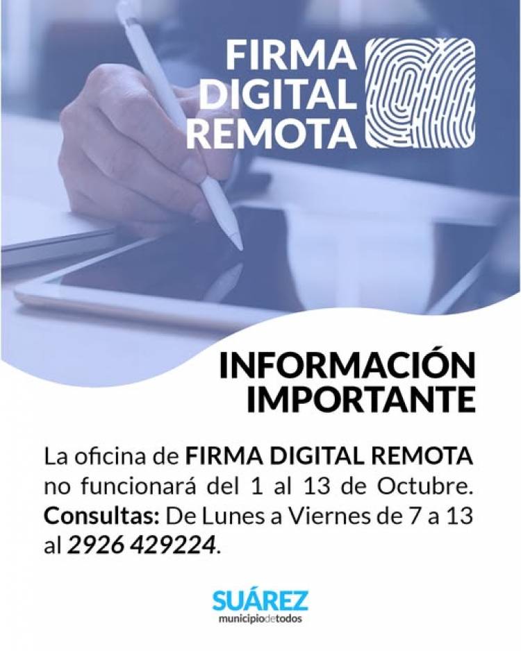 ATENCIÓN VECINOS: FIRMA DIGITAL REMOTA