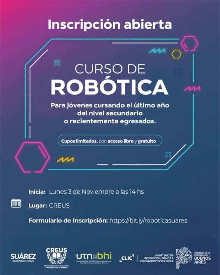 ¡Sumate al mundo de la Robótica!: curso gratuito en CREUS