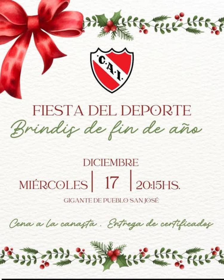 Fiesta del Deporte y brindis de Fin de Año en Club Independiente