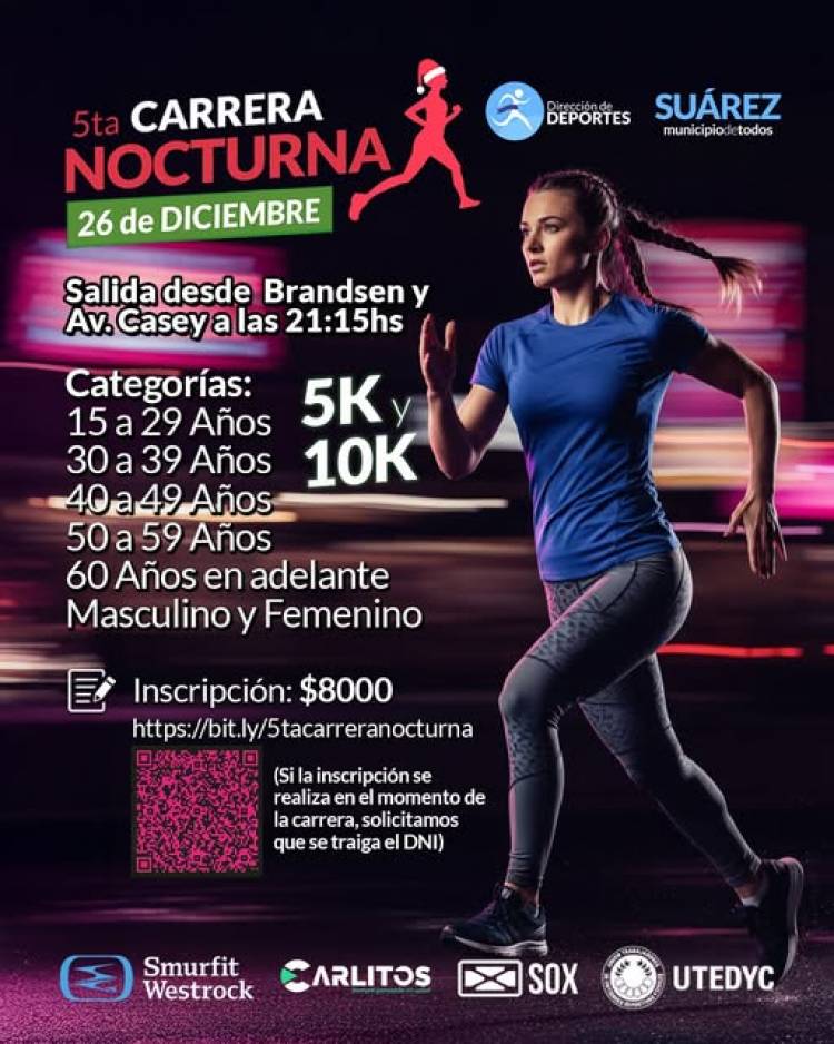 Apurate porque ya estamos listos para la 5° carrera nocturna!