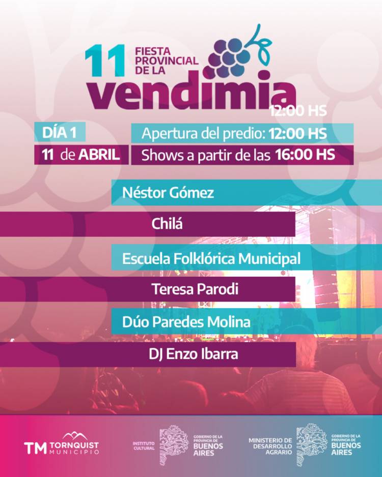 Todo listo para vivir una nueva Fiesta Provincial de la Vendimia en Saldungaray