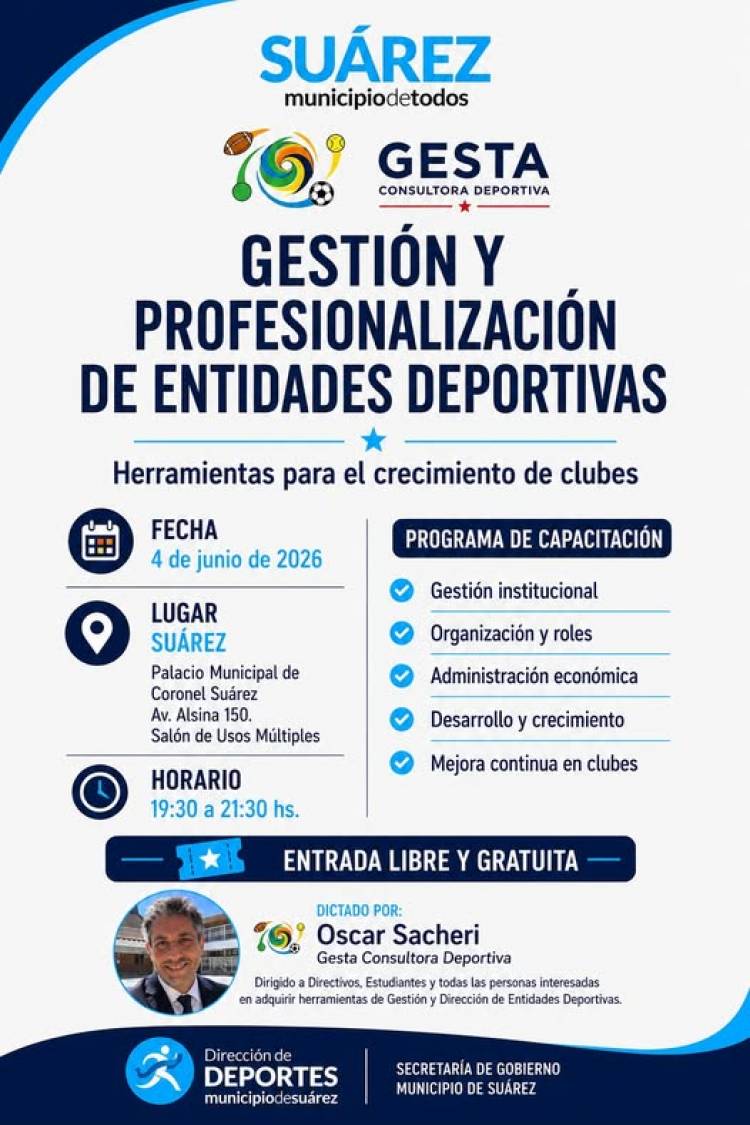 Capacitación gratuita para clubes y entidades deportivas